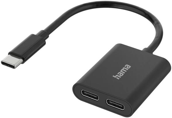 Hama Audio-Adapter, 2in1, USB-C-St. - 2x USB-C-Buchse, Audio + Laden
