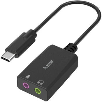Hama USB-Soundkarte, USB-C-Stecker - 2x 3,5-mm-Klinke-Buchse, Stereo