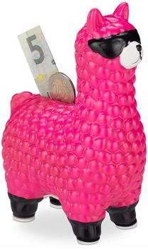 Relaxdays Lama Spardose mit Sonnenbrille Pink (10023746_52)