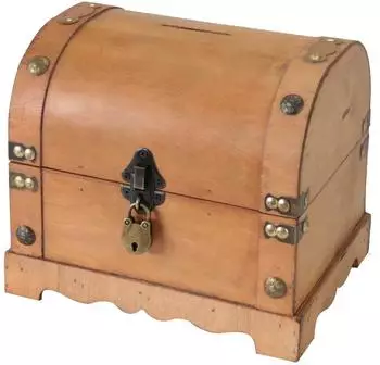 HMF Spardose Schatztruhe "Namibia" Holz, Vintage (6414-51)