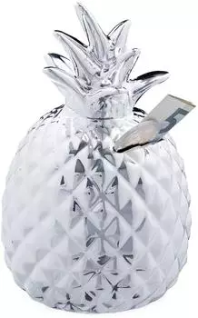 Relaxdays Spardose Ananas, silber, 2er-Set