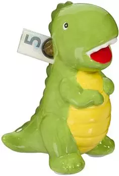 Relaxdays Spardose Dinosaurier, Keramik, grün, 19x10x15,5cm, 10er-Set