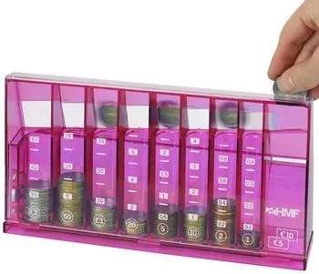 HMF Münzsortierer mit Werteskala, transparent, pink (4710-15)