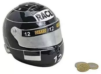 Wurm Spardose Motorradhelm schwarz, Poly, 14cm (10010894)
