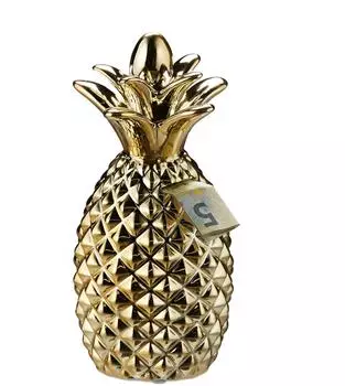Relaxdays Spardose Ananas gold, 4er-Set