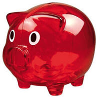 Sparschwein / Farbe: transparent rot