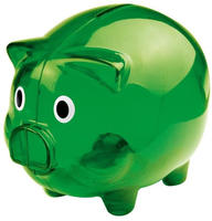 Sparschwein / Farbe: transparent gr&uuml;n