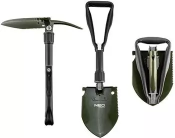 Neo Tools Klappspaten 5-in-1 mit Säge, Steckschlüssel 10mm und Tragetasche (63-121)