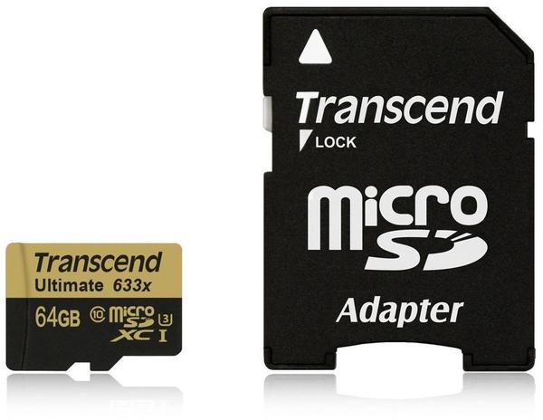 Transcend Ultimate 633x microSDHC 64GB Class 10 UHS-I U3 + SD-Adapter