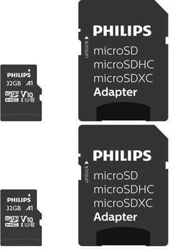 Philips MicroSDHC 2-Pack 32GB Class 10 UHS-I U1 incl. Adapter