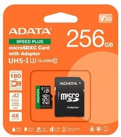 ADATA SPEED PLUS - Flash-Speicherkarte (SD-Adapter inbegriffen)256 GB - A2 /