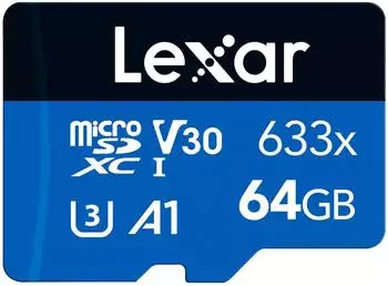 Lexar 633x microSDXC 64GB UHS-I, 100MB/s, A1, U3, V30 (LMS0633064G-BNNAA)