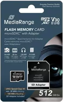 MediaRange Micro SDXC Karte 512GB UHS-1 U3 Class 10 mit Adapter (MR947)
