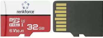 Renkforce RFEmSD32 microSDHC-Karte 32GB A1, V30, inkl. SD-Adapter (RF-7488100)