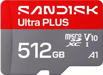 SanDisk Ultra Plus microSDXC 512GB UHS-I, 200MB/s, V10, A1, C10