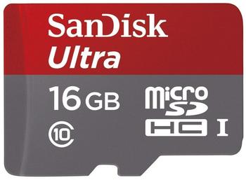 SanDisk microSDHC Ultra 16GB Class 10 48MB/s UHS-I + SD-Adapter