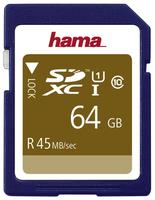 Hama 00114944, 64 GB, SDXC, Klasse 10, UHS, 45 MB/s, Schwarz