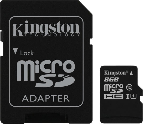 Kingston microSDHC 8GB Class 10 45MB/s UHS-I + SD-Adapter