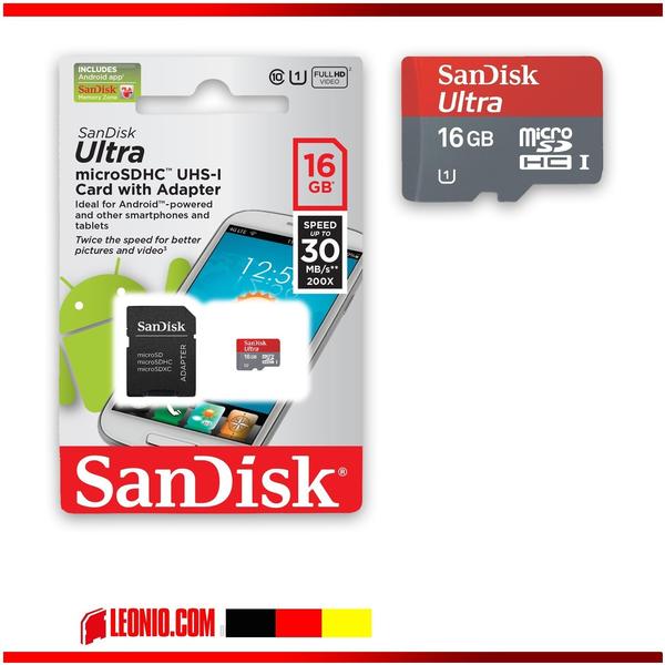 SanDisk Mobile Ultra Android microSDHC 16GB Class 10 UHS-I (SDSDQUA-016G)