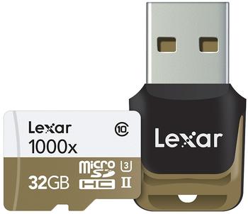 Lexar microSDHC Professional 32GB Class 10 UHS-II U3 1000x + USB-Kartenleser