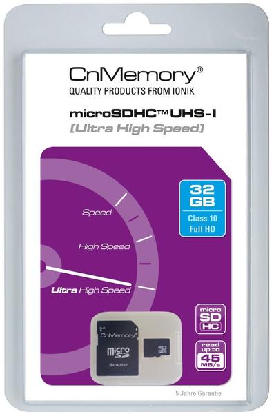 CnMemory microSDHC 32GB Class 10 UHS-I + SD-Adapter