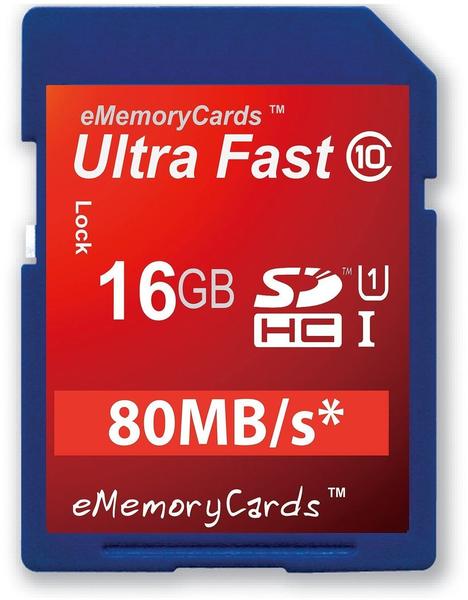eMemoryCards 16GB Ultra schnelle SD SDHC Class 10 Speicher Karte für Olympus SP810UZ Kamera