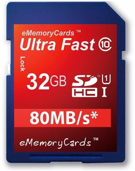 eMemoryCards 32GB Ultra-schnell 80MB/s SD SDHC Speicherkarte für Kodak EasyShare PixPro AZ421 Kamera