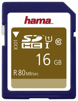 Hama SDHC Class 10 UHS I 80MB/s - 16GB (00124134)