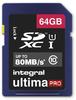 Integral INSDX64G10-80U1, Integral 64GB ULTIMAPRO SDHC/XC 80MB CLASS 10 UHS-I...