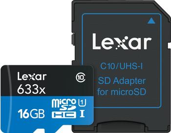 Lexar microSDHC 16GB Class 10 UHS-I 633x + SD-Adapter