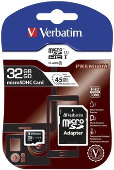 Verbatim microSDHC 32GB Class 10 UHS-I + SD-Adapter
