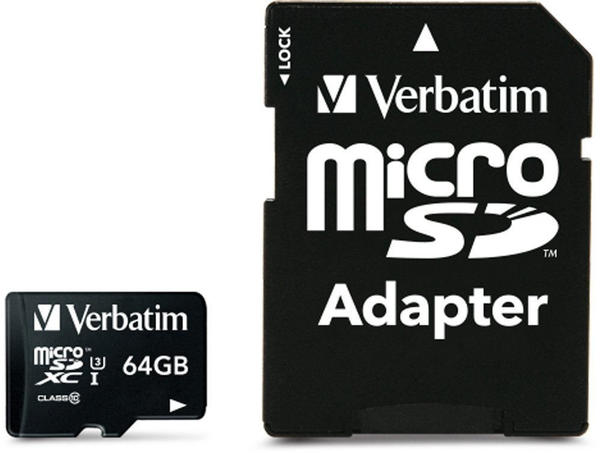Verbatim PRO - Flash-Speicherkarte (SD-Adapter inbegriffen) - 64GB - UHS Class 3Class1