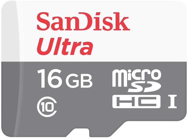 SanDisk microSDHC Ultra 16GB Class 10 80MB/s UHS-I + SD-Adapter (SDSQUNS-016G-GN3MA)