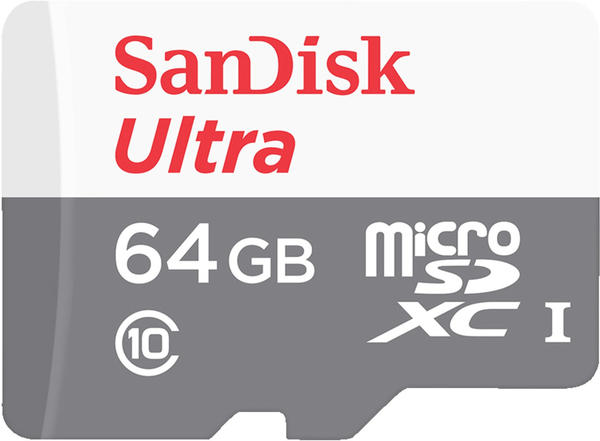 SanDisk microSDXC Ultra 64GB Class 10 80MB/s UHS-I + SD-Adapter (SDSQUNS-064G-GN6TA)