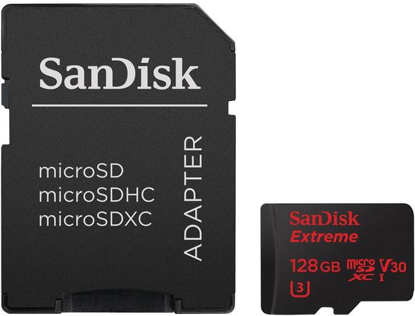 SanDisk microSDXC Extreme Action 128GB Class 10 90MB/s UHS-I U3 + SD-Adapter