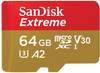 Extreme microSDXC 64GB 160MB/s A2 C10 V30 UHS + SD Adapter Speicherkarten