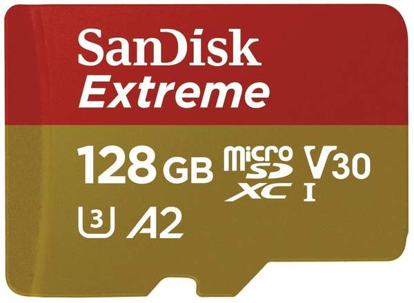 SanDisk microSDXC Extreme 128GB Class 10 UHS-I U3 V30 A2 + SD-Adapter
