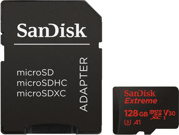 SanDisk microSDXC Extreme Action 128GB Class 10 100MB/s UHS-I U3 V30 A1 + SD-Adapter