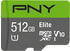 PNY microSDXC Elite 512GB Class 10 UHS-I V10 + SD-Adapter