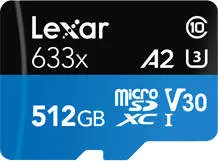 Lexar High Performance 633x microSDXC UHS-I 512GB (LSDMI512BBEU633A) – Lexar High Performance 633x microSDXC UHS-I 512GB: Maximale Speicherkapazität
