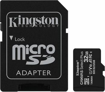 Kingston microSDHC Canvas Select Plus 32 GB Class 10 UHS-I A1 V10 + SD-Adapter 3 St.