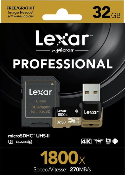 Lexar microSDXC Professional 64GB Class 10 UHS-II U3 + SD-Adapter