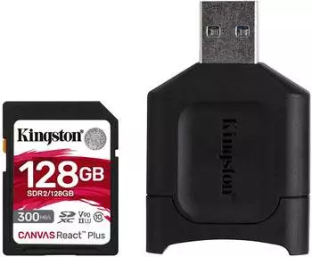 Kingston SDXC Canvas React Plus 128GB Class 10 UHS-II V90 + Kartenleser