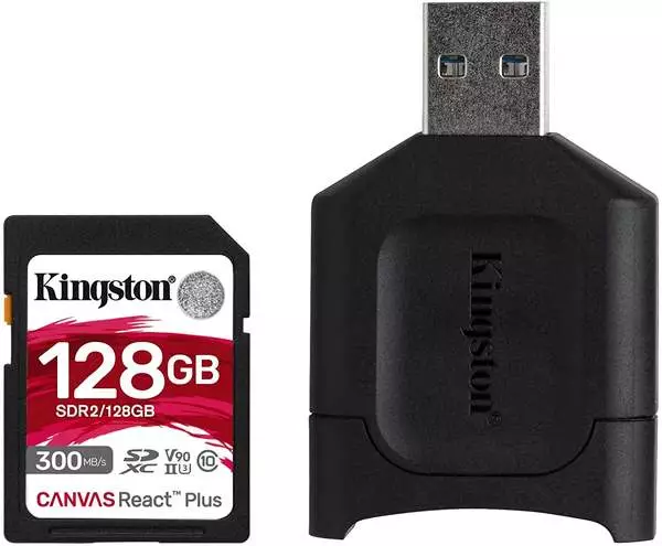 Kingston SDXC Canvas React Plus 128GB Class 10 UHS-II V90 + Kartenleser