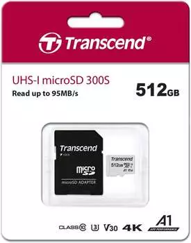 Transcend 300S microSDXC 512GB mit Adapter – Transcend 300S microSDXC 512GB mit Adapter: Vielseitige Speicherlösung