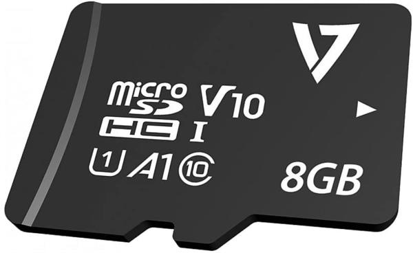 V7 8 GB Class 10 microSDHC-Karte + Adapter