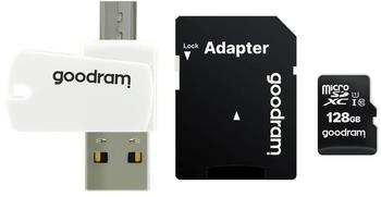 GoodRam Speicherkarte mit Adapter und GoodRam Alles in einem M1A4-1280R12-Kartenleser (128 GB, Klasse 10, Adapter, MicroSDHC-Kartenleser, Speicherkarte) M1A4 All One MicroSDXC UHS-I