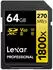 270 MB/s, 64 GB, ohne Adapter: Lexar Professional 1800x SDXC