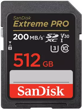 SanDisk Extreme PRO UHS-I V30 200 MB/s SDXC 512GB SanDisk Extreme PRO UHS-I V30 200 MB/s SDXC 512GB