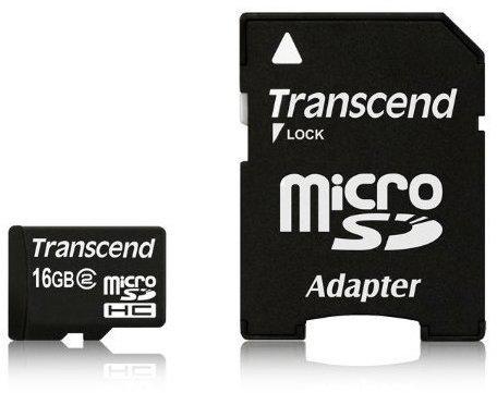 Transcend microSDHC Card 16 GB Class 2 ADP